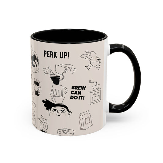 Coffee Doodles Printed Accent Mug | 11oz