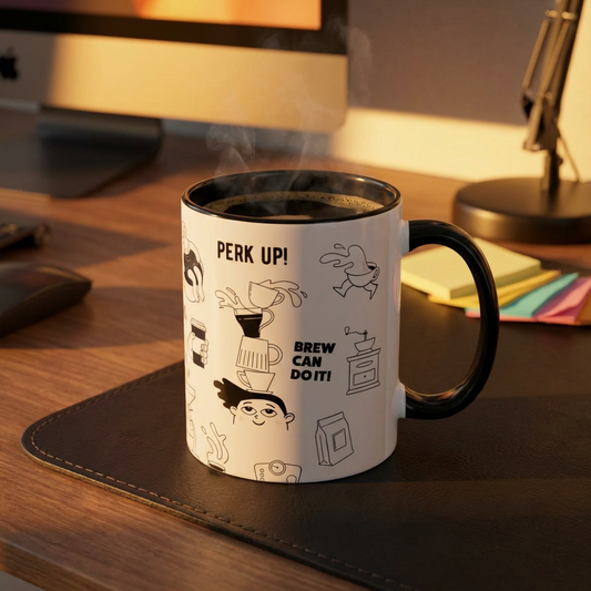 Coffee Doodles Printed Accent Mug | 11oz