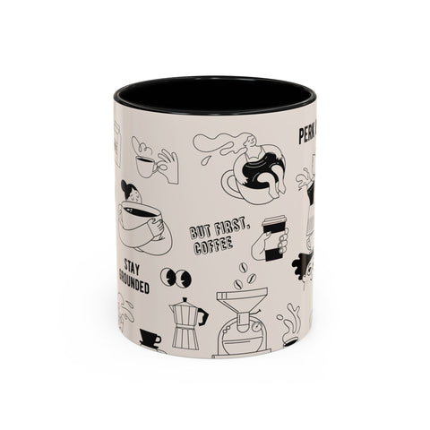 Coffee Doodles Printed Accent Mug | 11oz